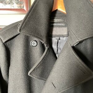 Andrew Marc Wool Men's Peacoat 3/4 length Leather Trim